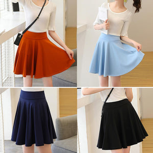 A-line Elastic Waist Pleated Shorts Skirts