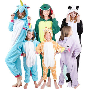 Animal cartoon warm hooded pajamas onesie