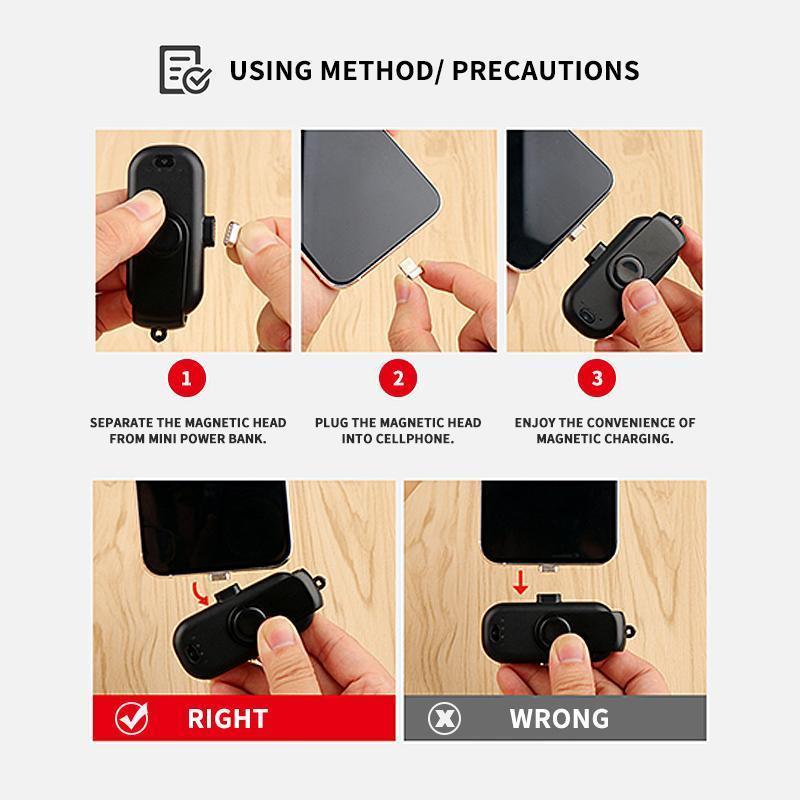 Portable charger with magnetic head for iPhone / Android / Type-C