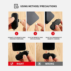 Portable charger with magnetic head for iPhone / Android / Type-C