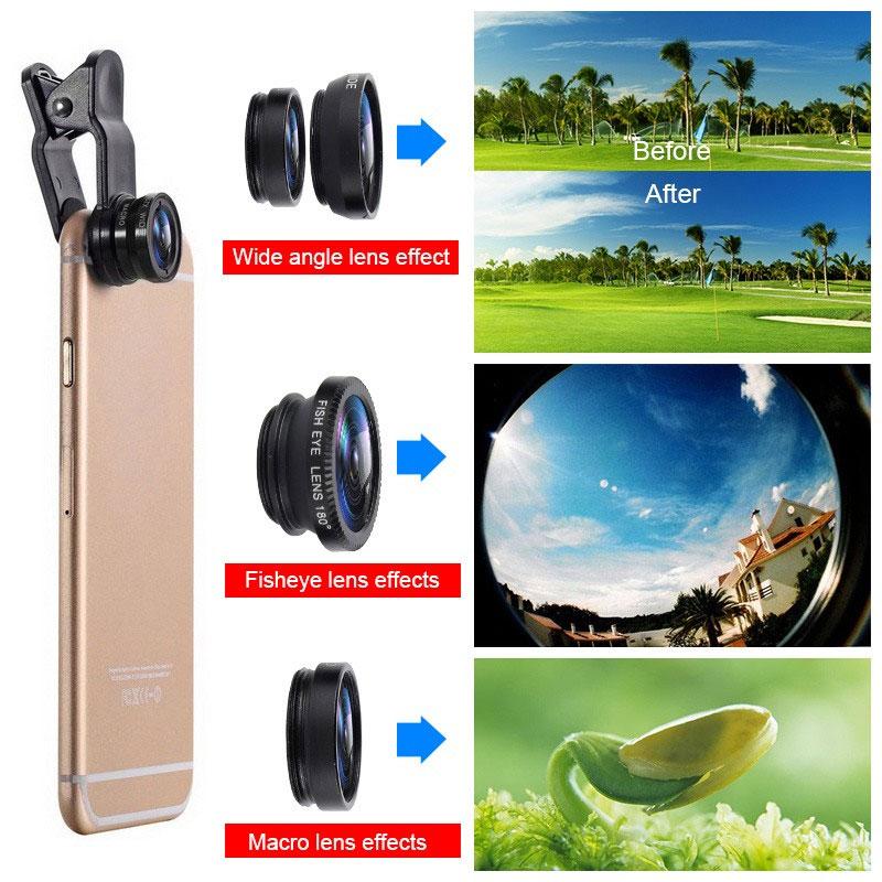 3 in 1 Clip on 180 Degree Fish Eye Lens